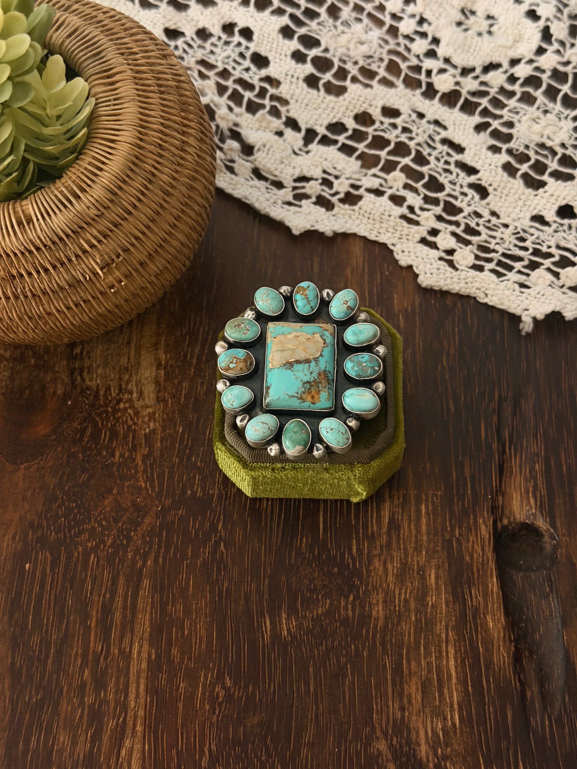 Juanita Mcdonald Natural Royston & Sterling Silver Adjustable Cluster Ring