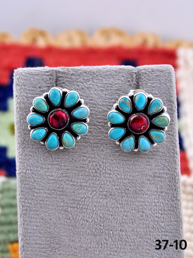 Southwest Made Multistone & Sterling Silver Post Earrings