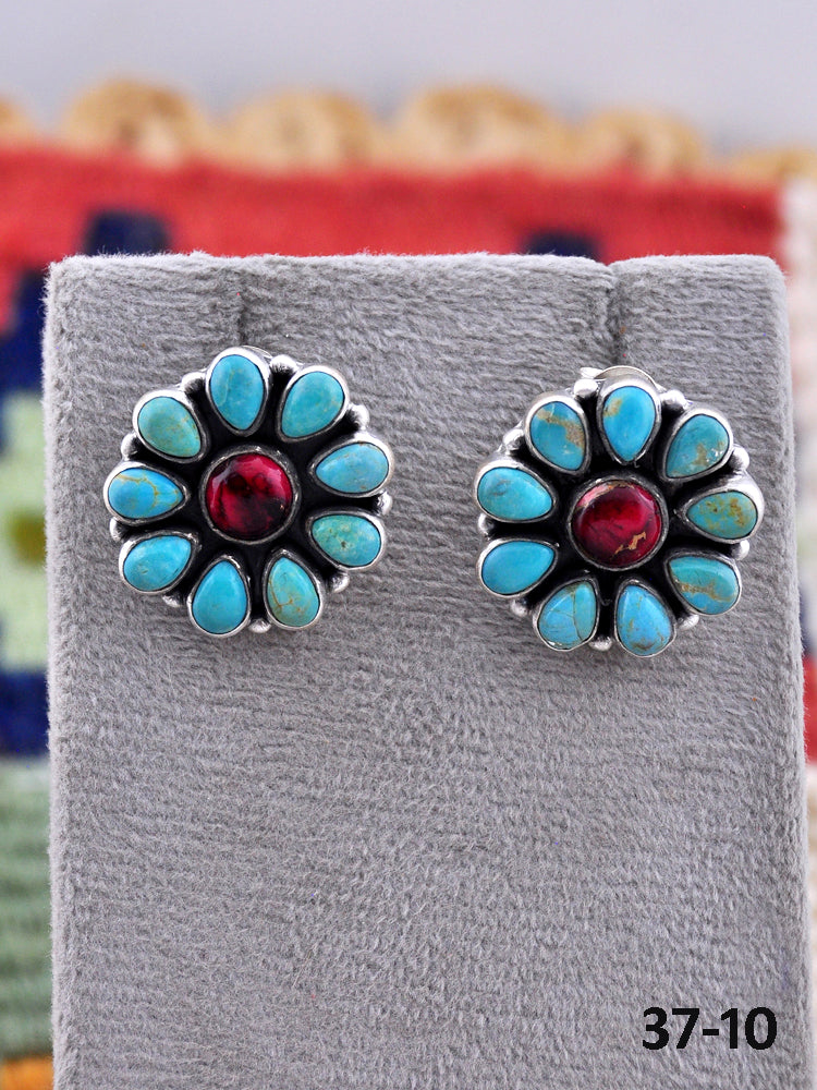 Southwest Made Multistone & Sterling Silver Post Earrings