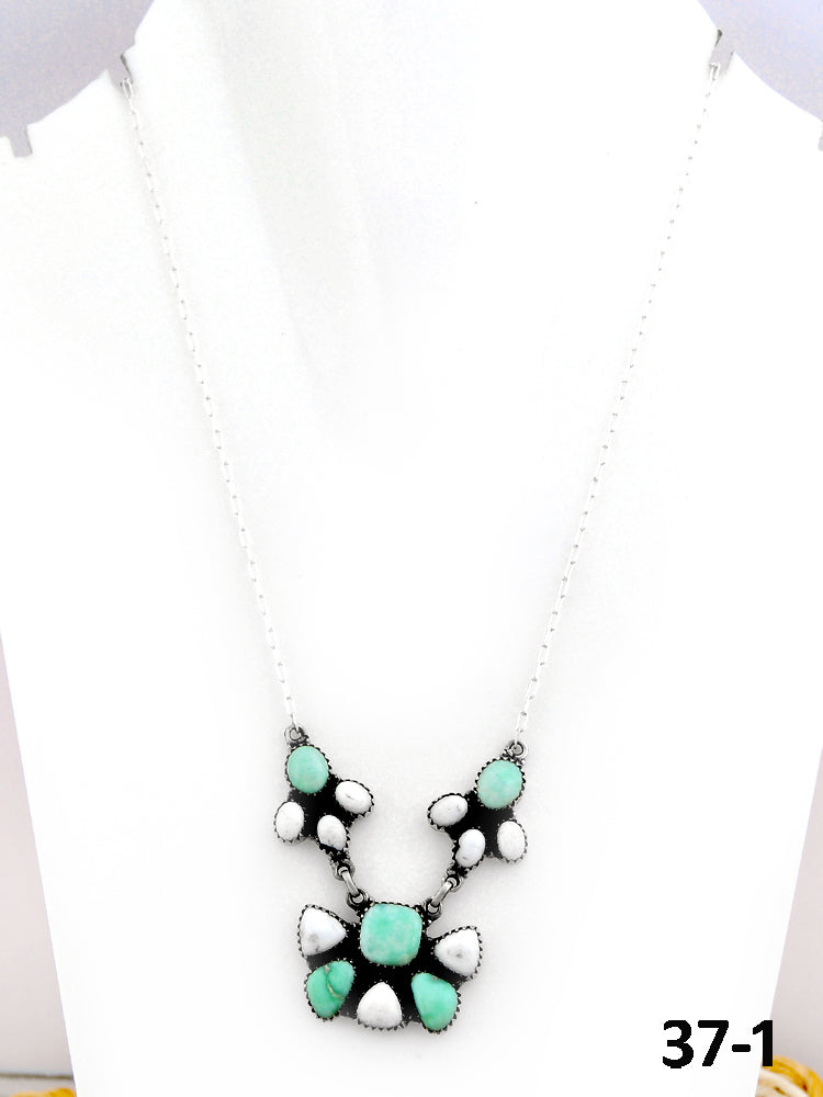 Southwest Made Paloma with White Buffalo & Sterling Silver Necklace