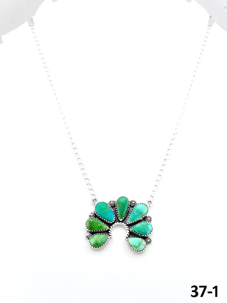 Southwest Made Emerald Valley Turquoise & Sterling Silver Necklace
