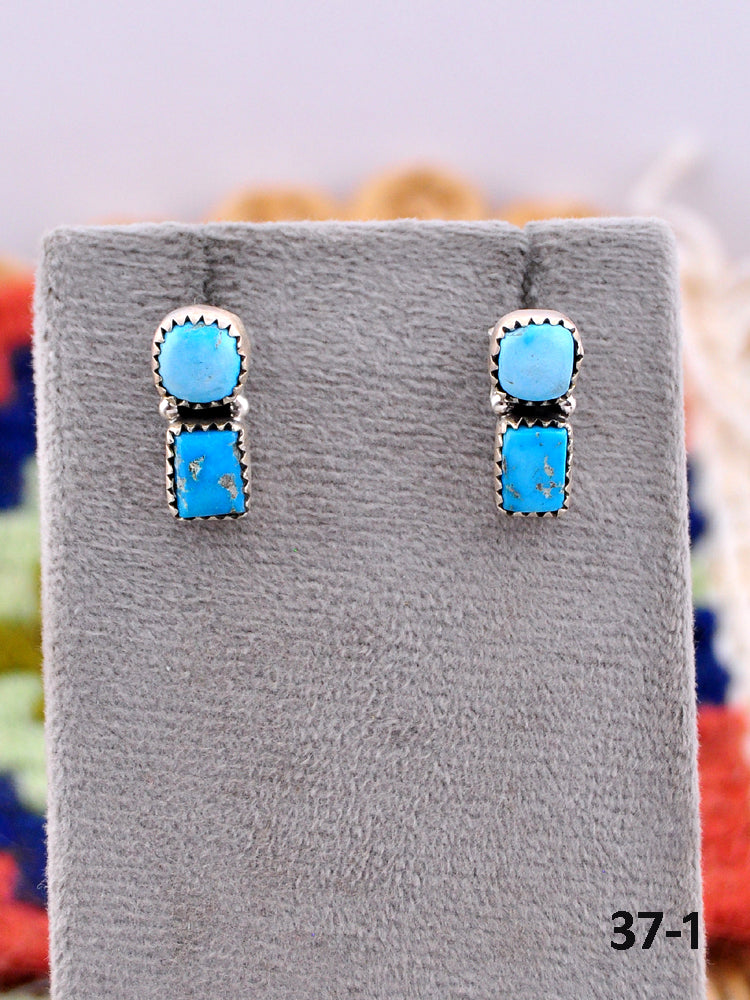 Southwest Made Blue Bird & Sterling Silver Post Earrings