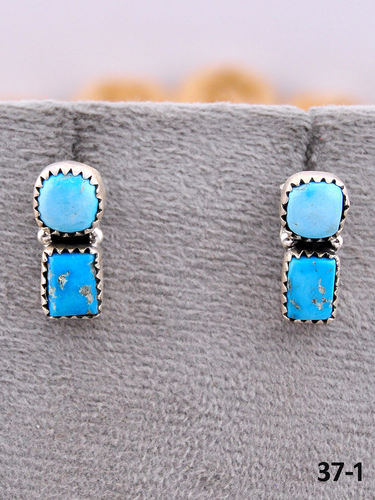 Southwest Made Blue Bird & Sterling Silver Post Earrings