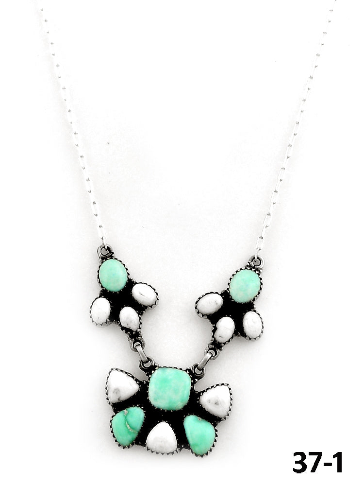 Southwest Made Paloma with White Buffalo & Sterling Silver Necklace