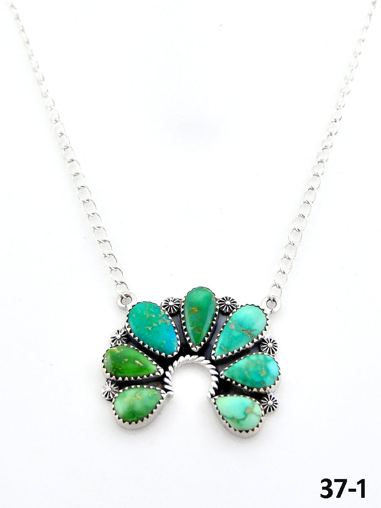 Southwest Made Emerald Valley Turquoise & Sterling Silver Necklace