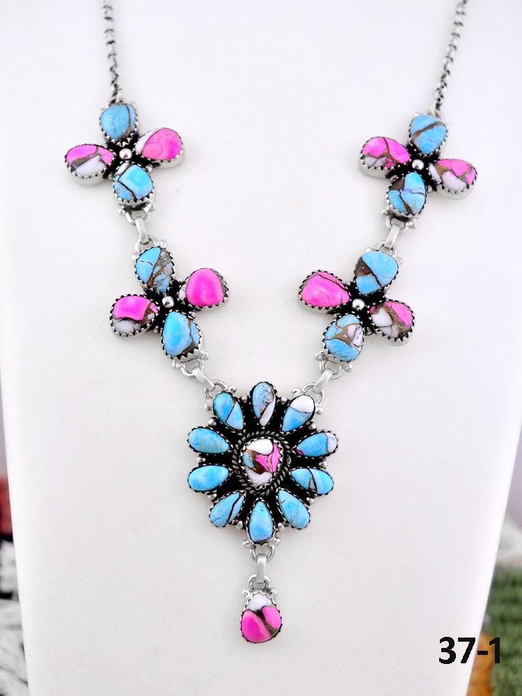 Southwest Made Cotton Candy & Sterling Silver Necklace