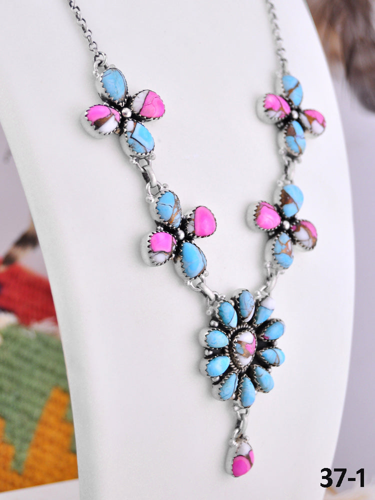 Southwest Made Cotton Candy & Sterling Silver Necklace