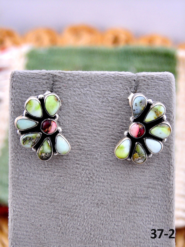 Southwest Made Multistone & Sterling Silver Post Earrings