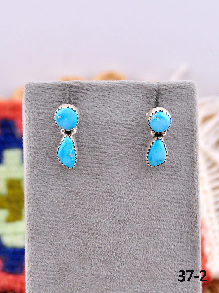Southwest Made Blue Bird & Sterling Silver Post Earrings