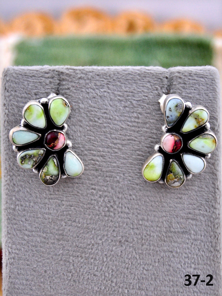 Southwest Made Multistone & Sterling Silver Post Earrings