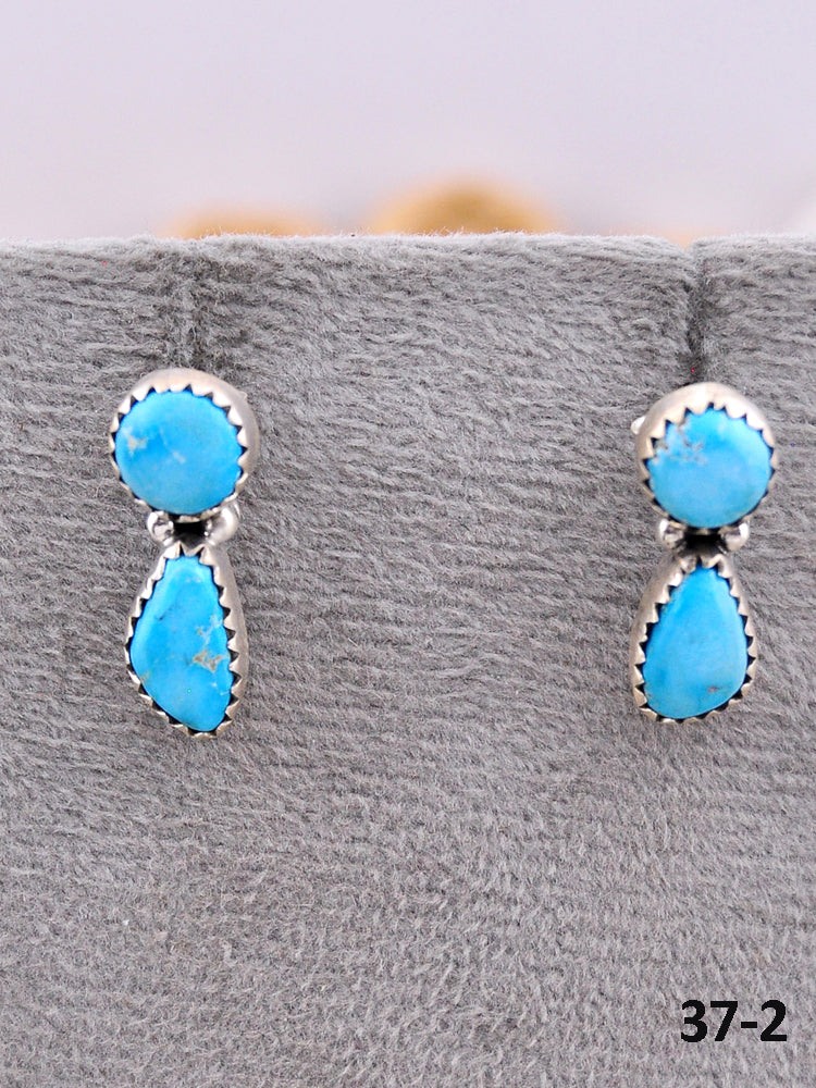 Southwest Made Blue Bird & Sterling Silver Post Earrings