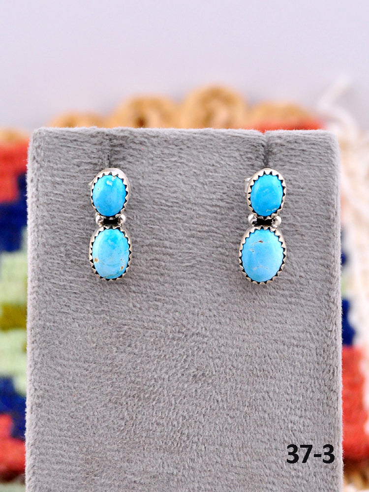 Southwest Made Blue Bird & Sterling Silver Post Earrings