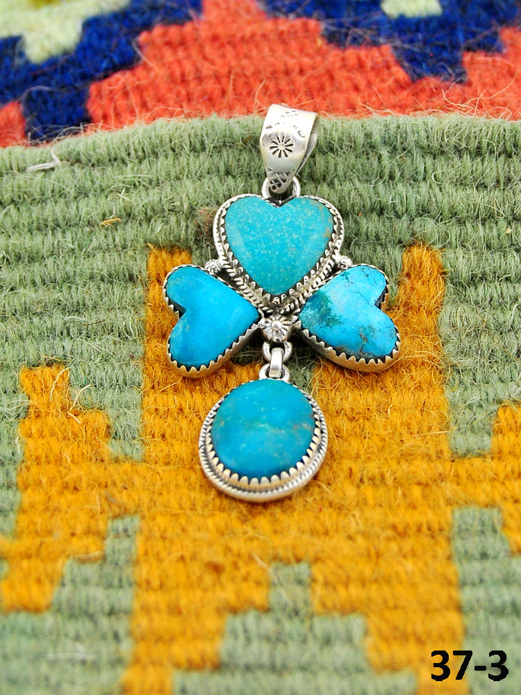 Southwest Handmade Tyron Turquoise & Sterling Silver Pendants