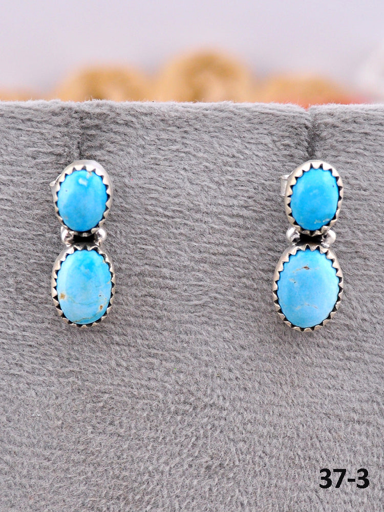Southwest Made Blue Bird & Sterling Silver Post Earrings