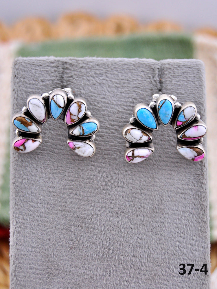 Southwest Made Cotton Candy & Sterling Silver Post Earrings
