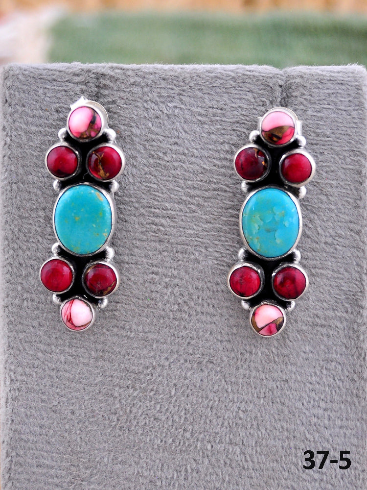 Southwest Made Multistone & Sterling Silver Post Earrings