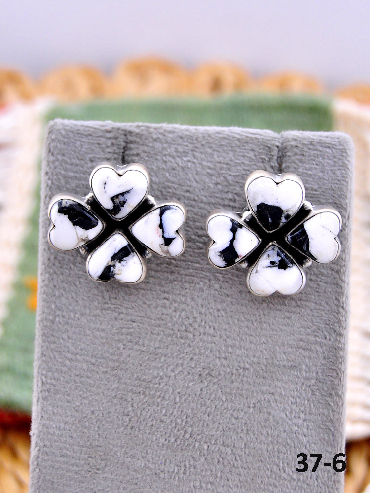 Southwest Made White Buffalo & Sterling Silver Post Earrings