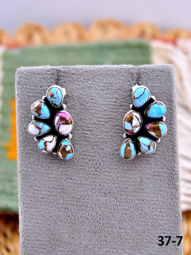 Southwest Made Cotton Candy & Sterling Silver Post Earrings