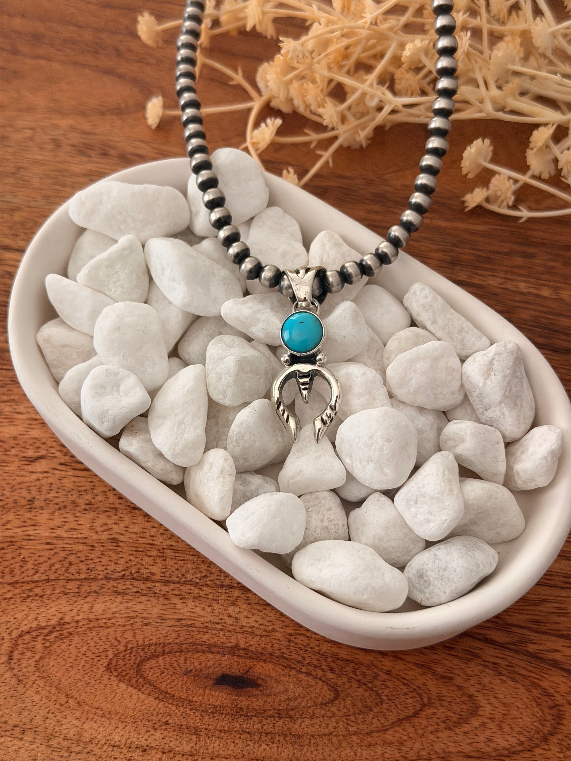 Navajo Made Kingman Turquoise & Sterling Silver Pendant
