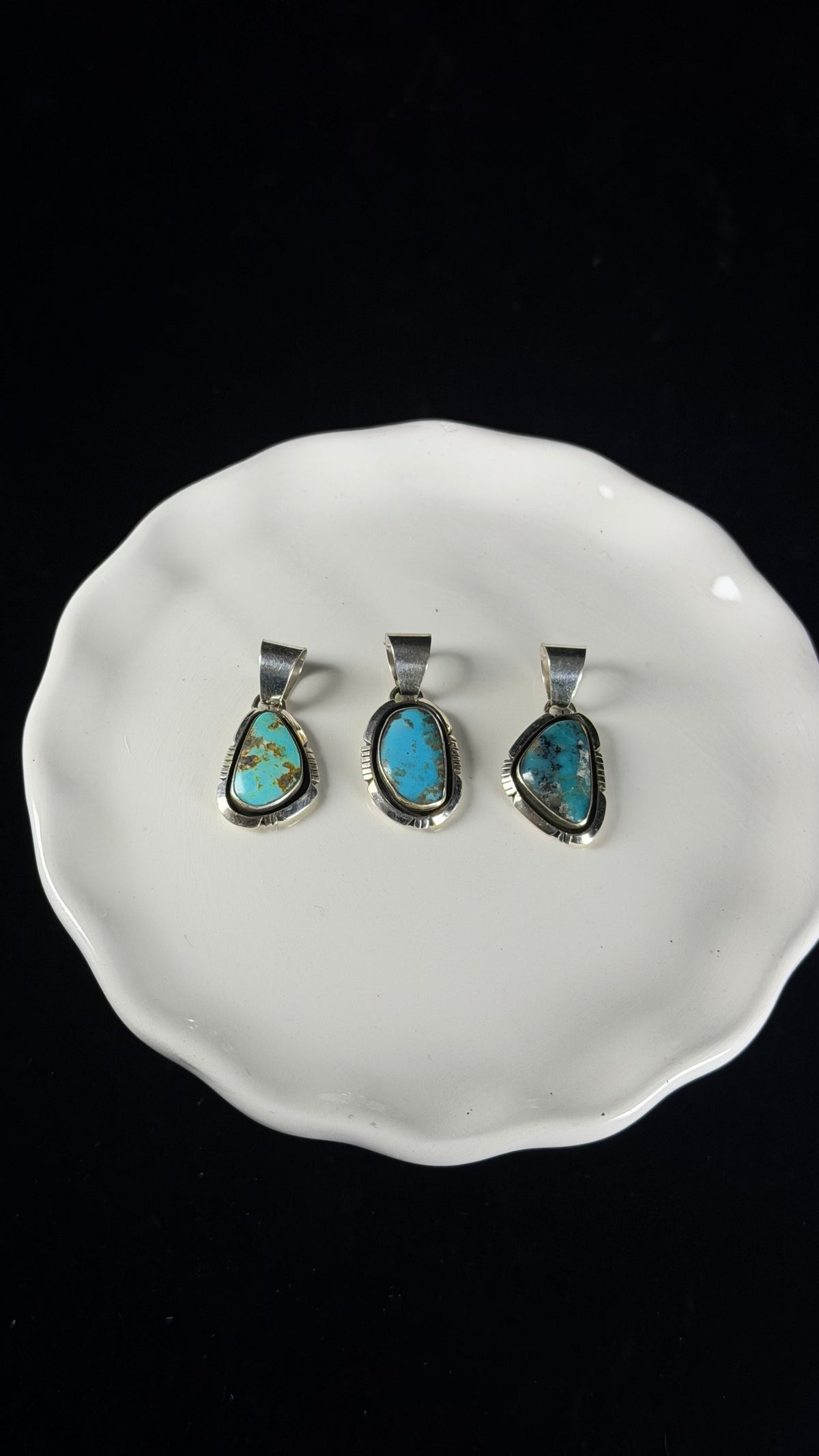 Navajo Made Kingman Turquoise & Sterling Silver Pendant