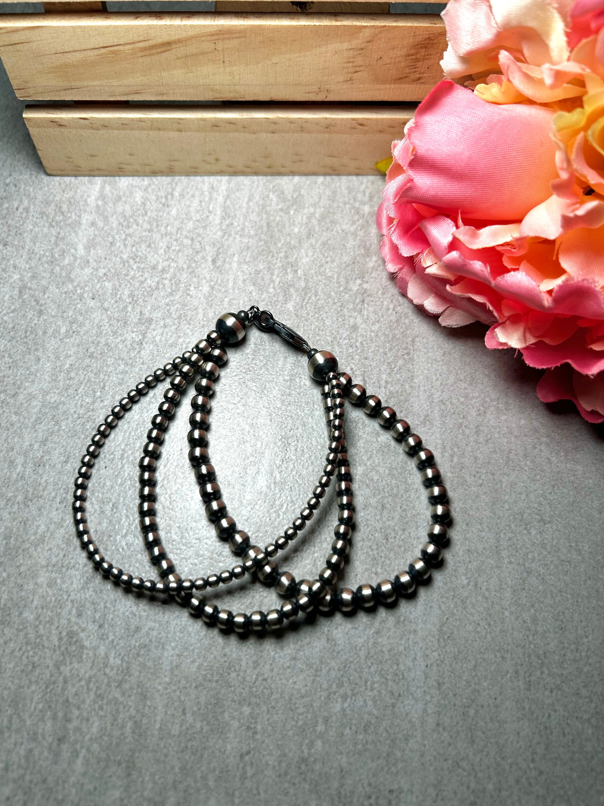 Navajo Strung Sterling Silver  Bracelet