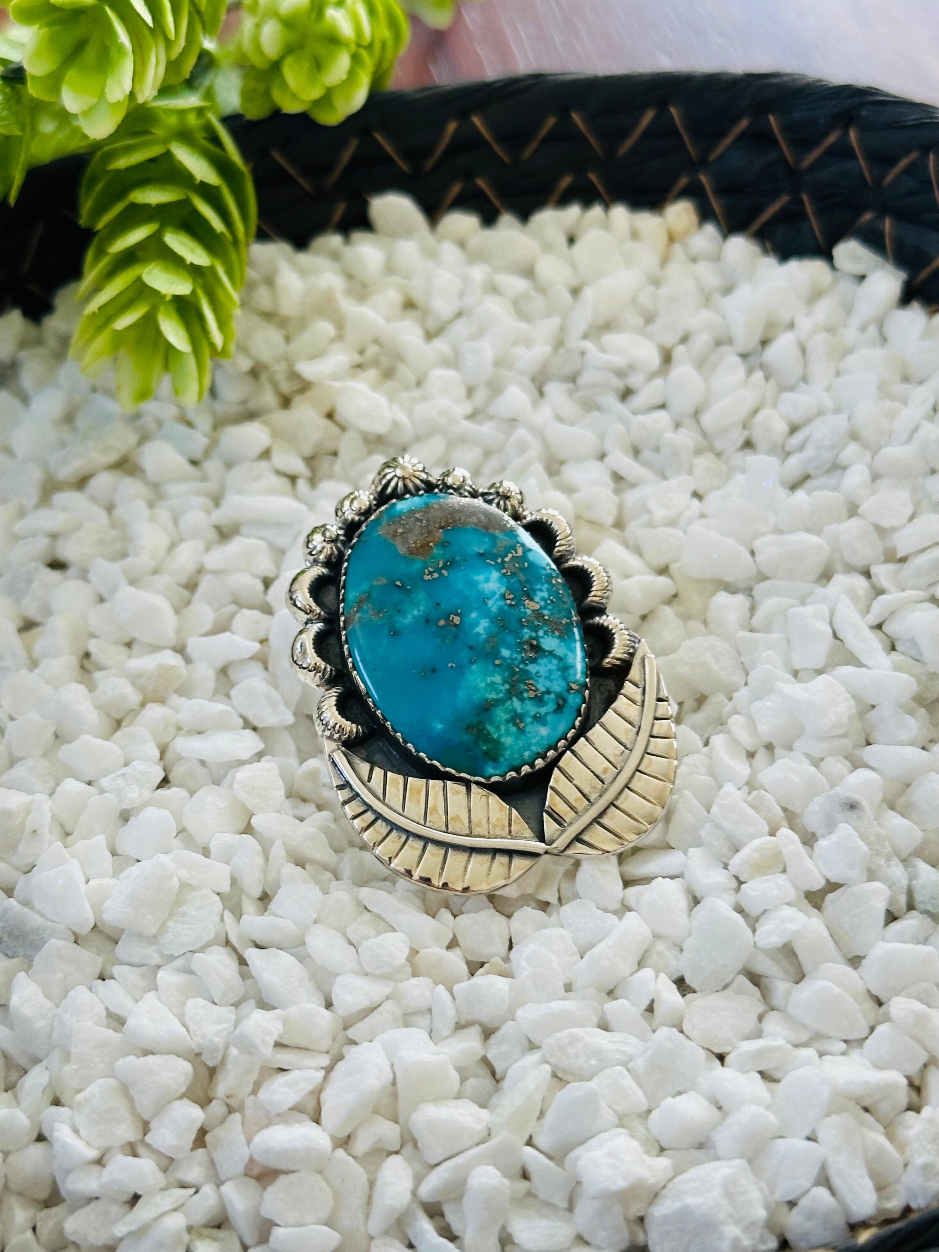 TTD “Retro” Kingman Turquoise & Sterling Silver Adjustable Ring