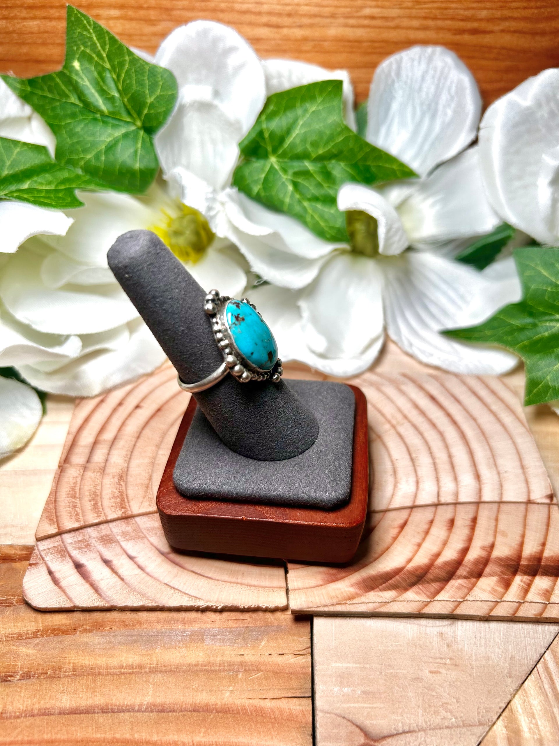 Navajo Made Red Skin Turquoise & Sterling Silver Ring Size 7.5