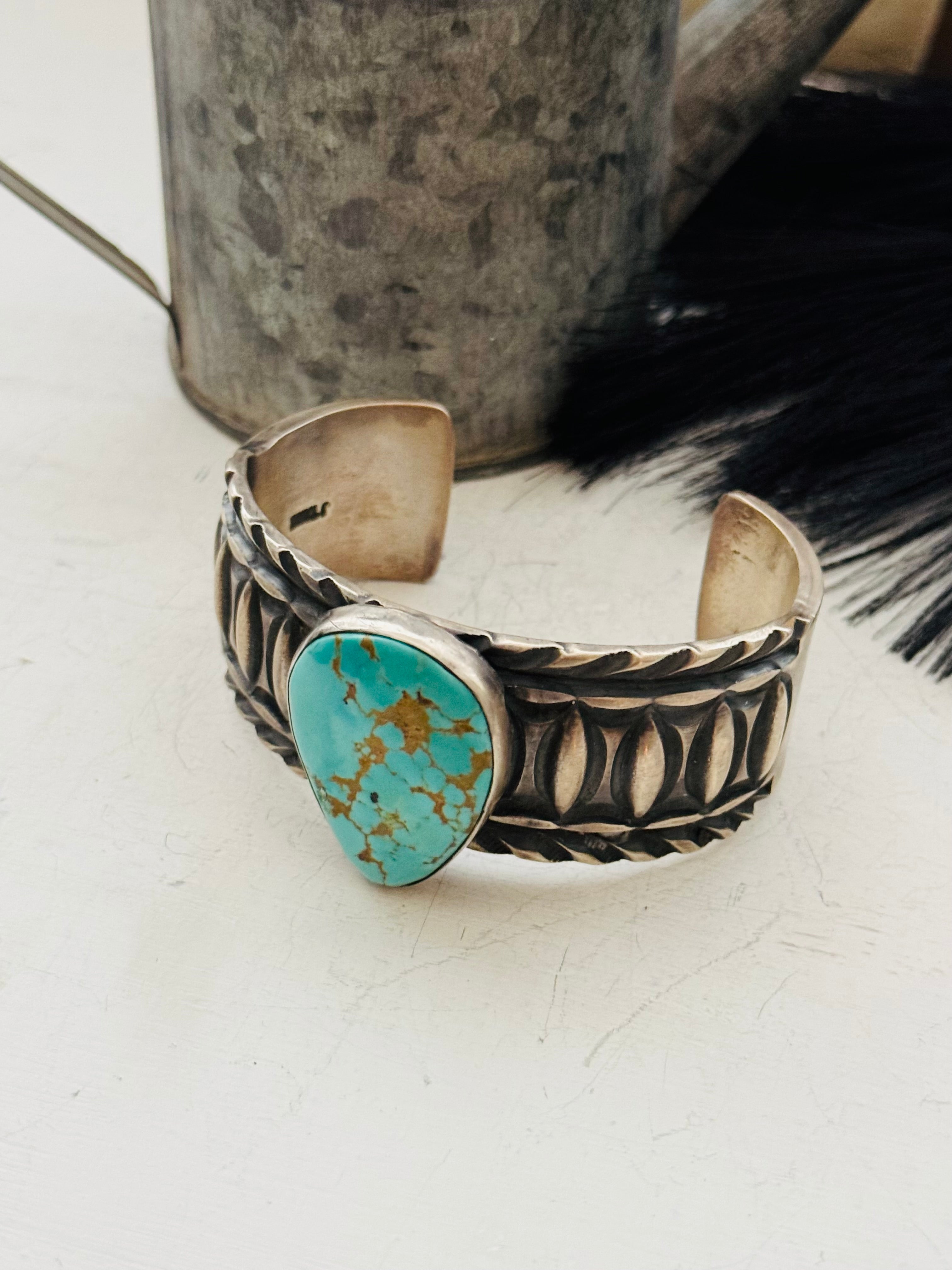 Jerold Tahe Kingman Turquoise & Sterling Silver Cuff Bracelet