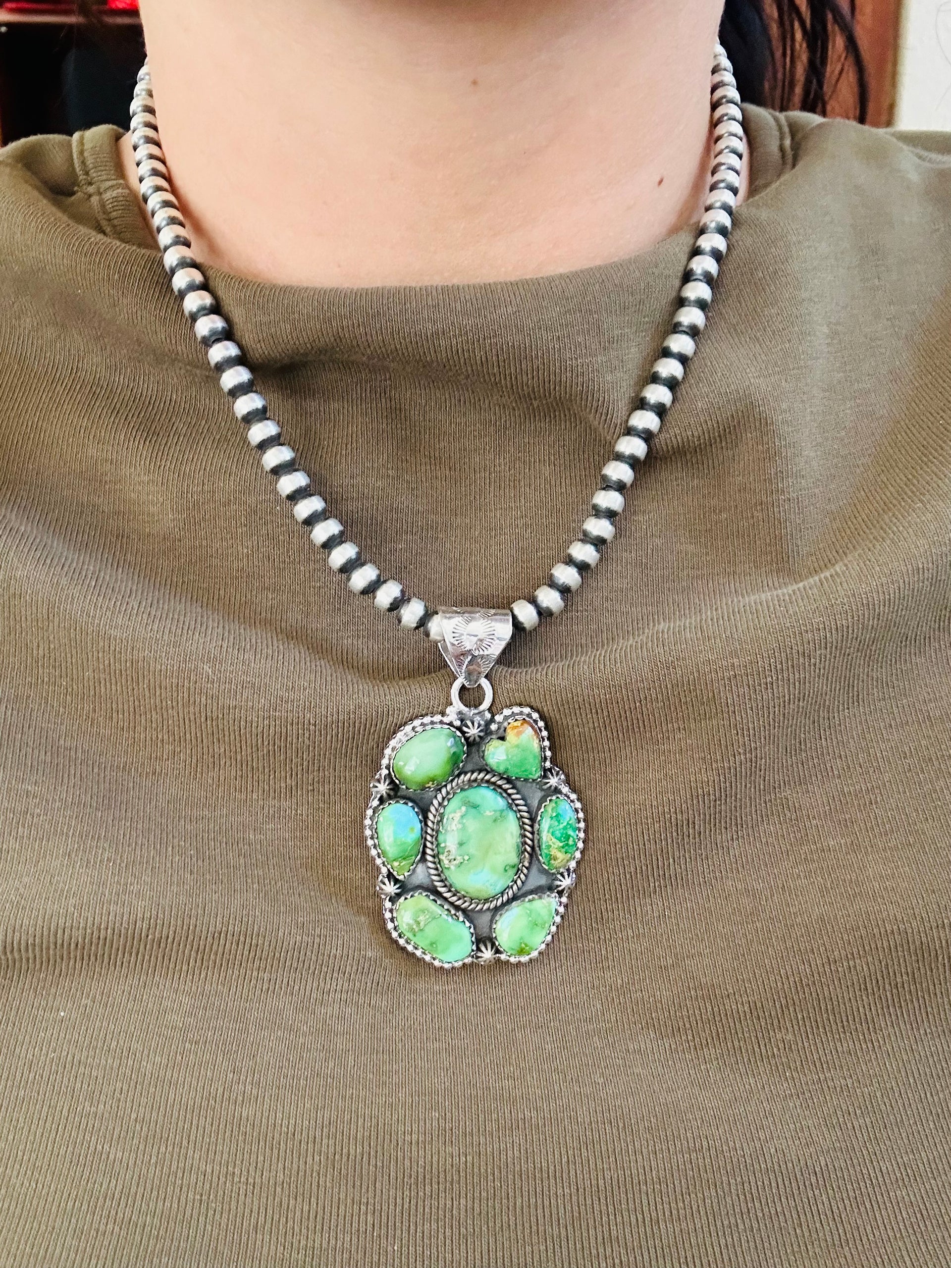 Southwest Handmade Sonoran Mountain Turquoise & Sterling Silver Pendant