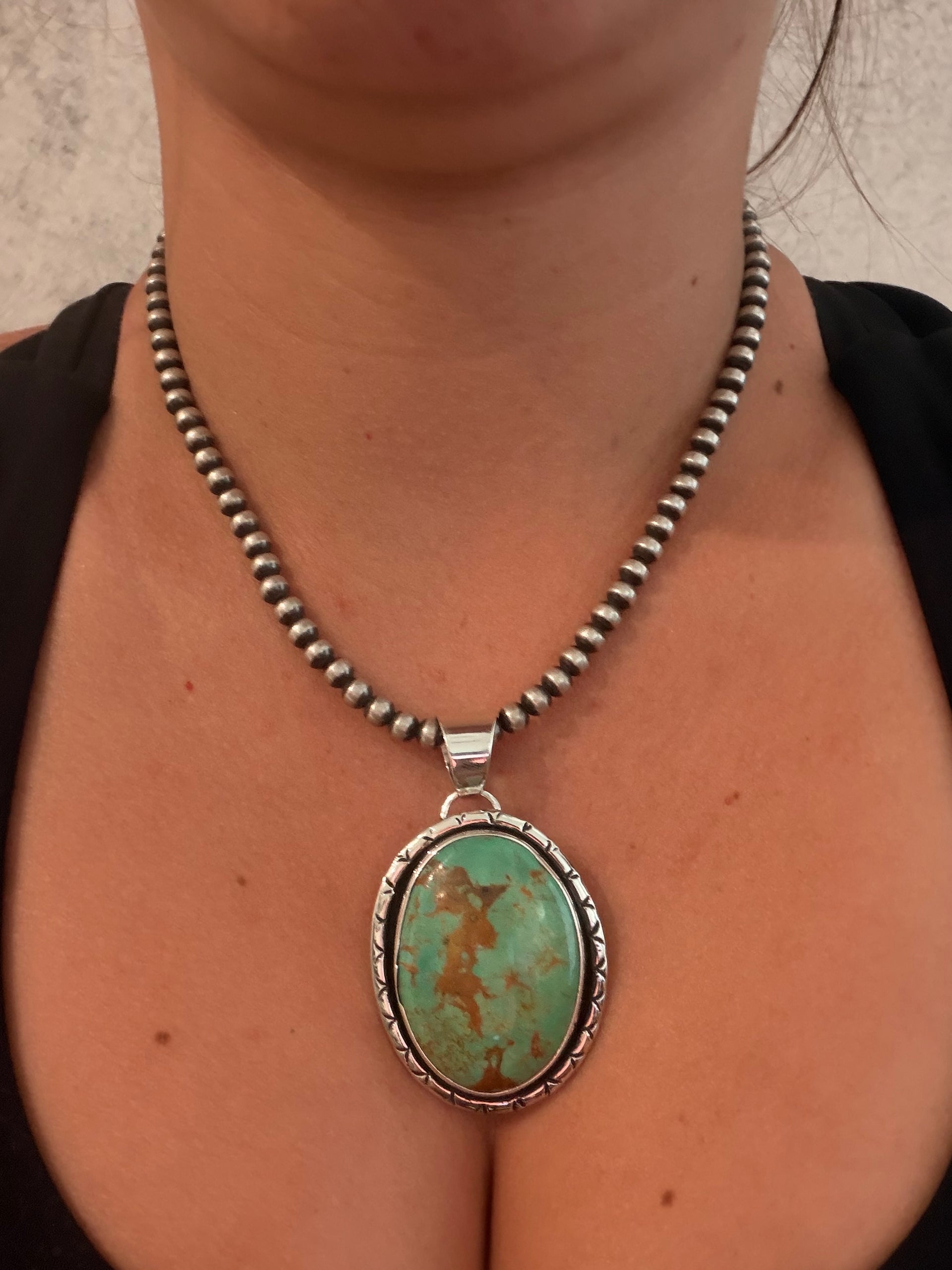 Navajo Made Royston Turquoise & Sterling Silver Pendant