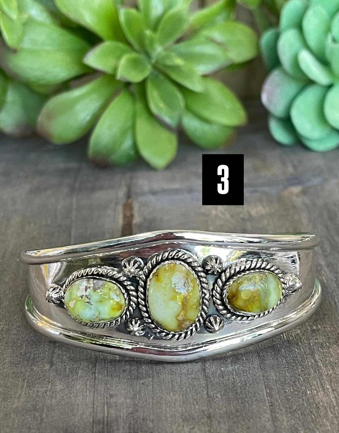 Southwest Handmade Palomino Variscite & Sterling Silver Cuff Bracelet