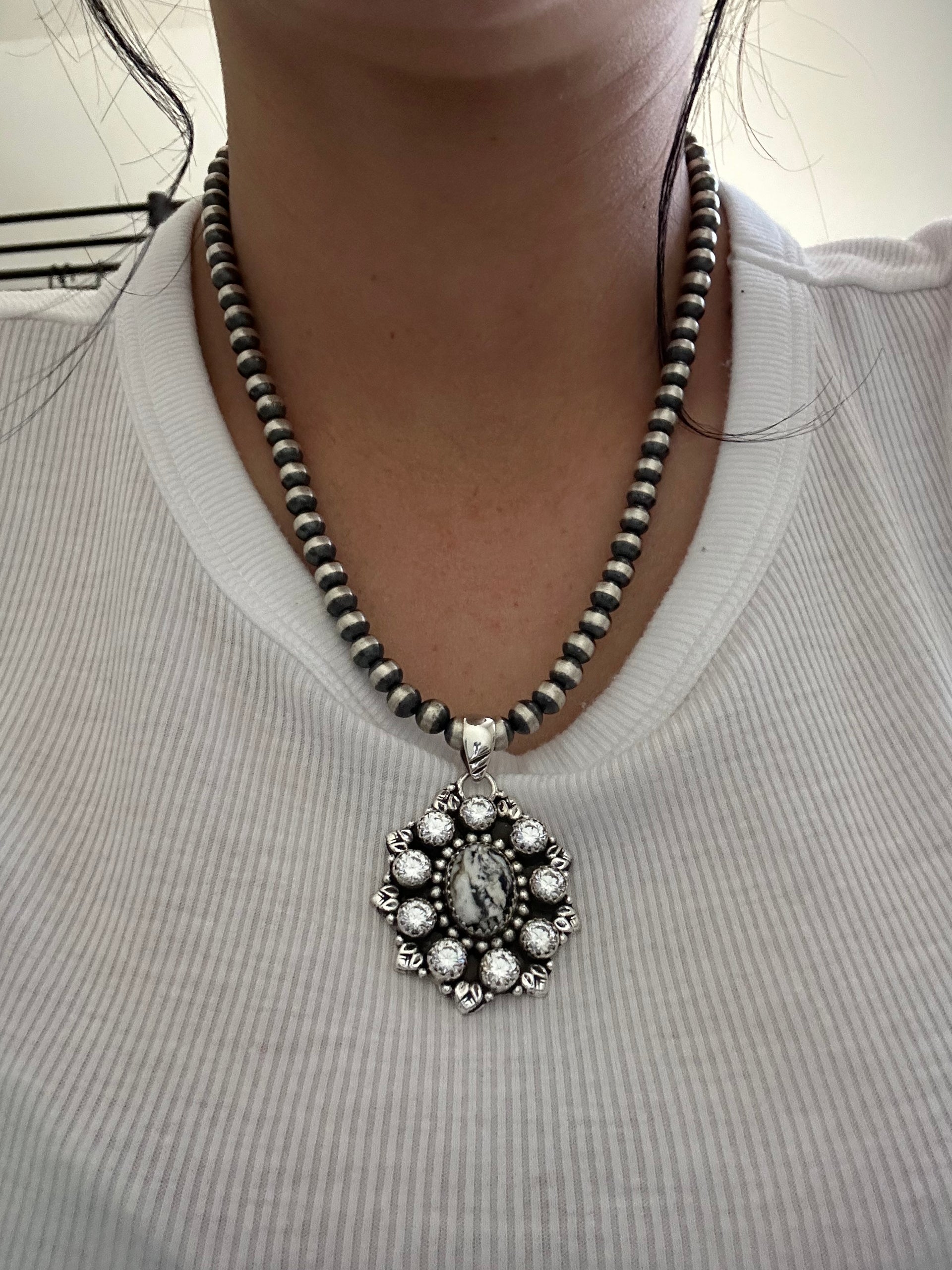 Southwest Handmade Multi Stone & Sterling Silver Cluster Pendant