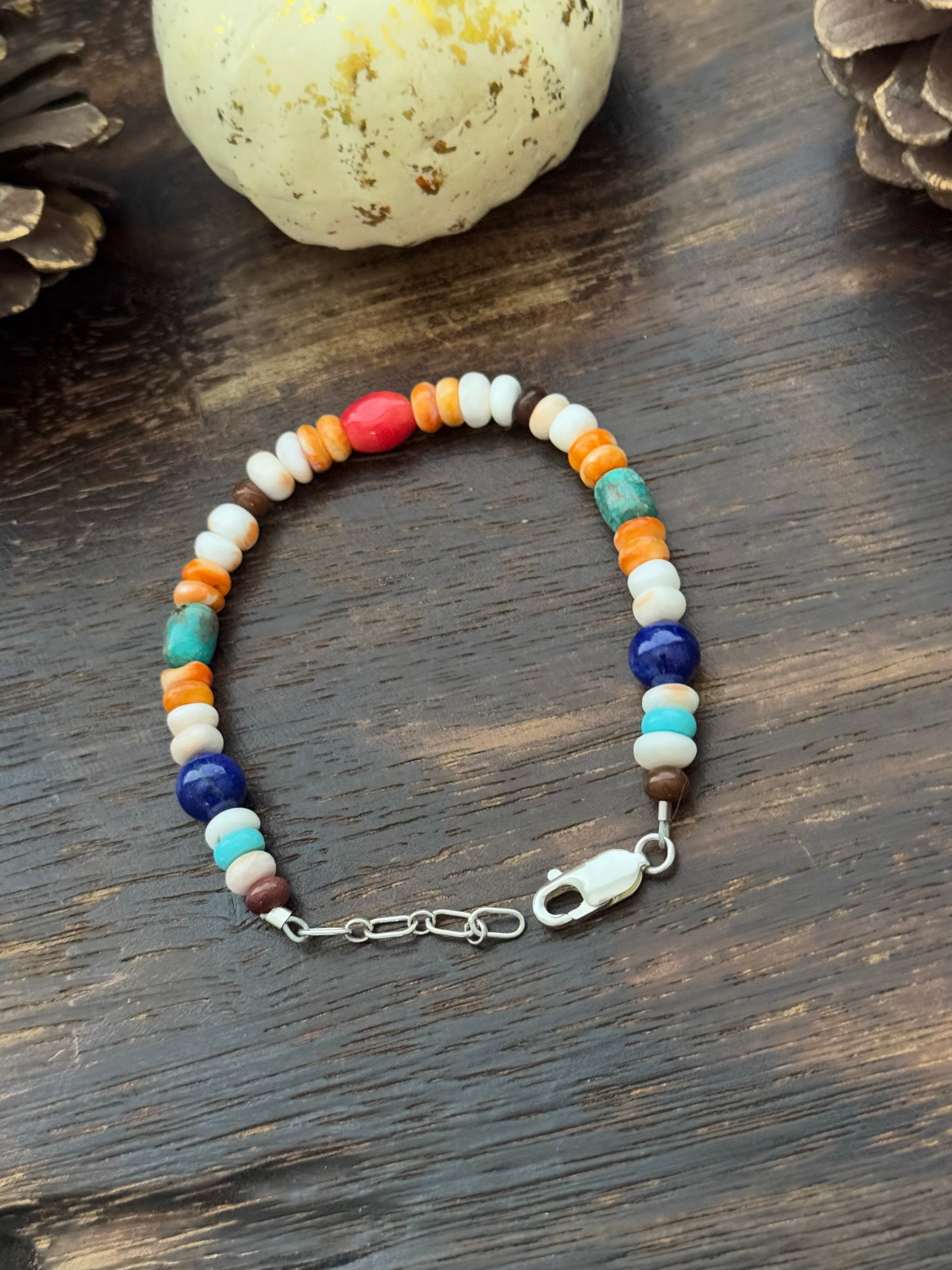 Navajo Strung Sterling Silver Beaded Bracelet