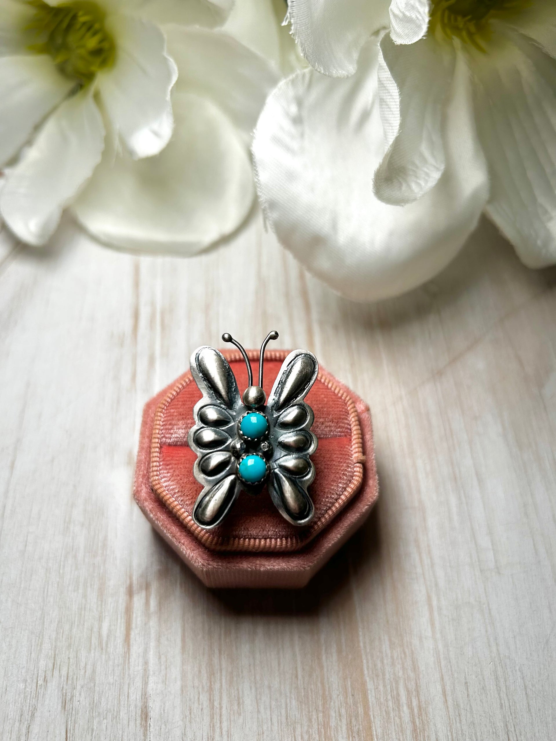 Tim Yazzie Kingman Turquoise & Sterling Silver Adjustable Ring