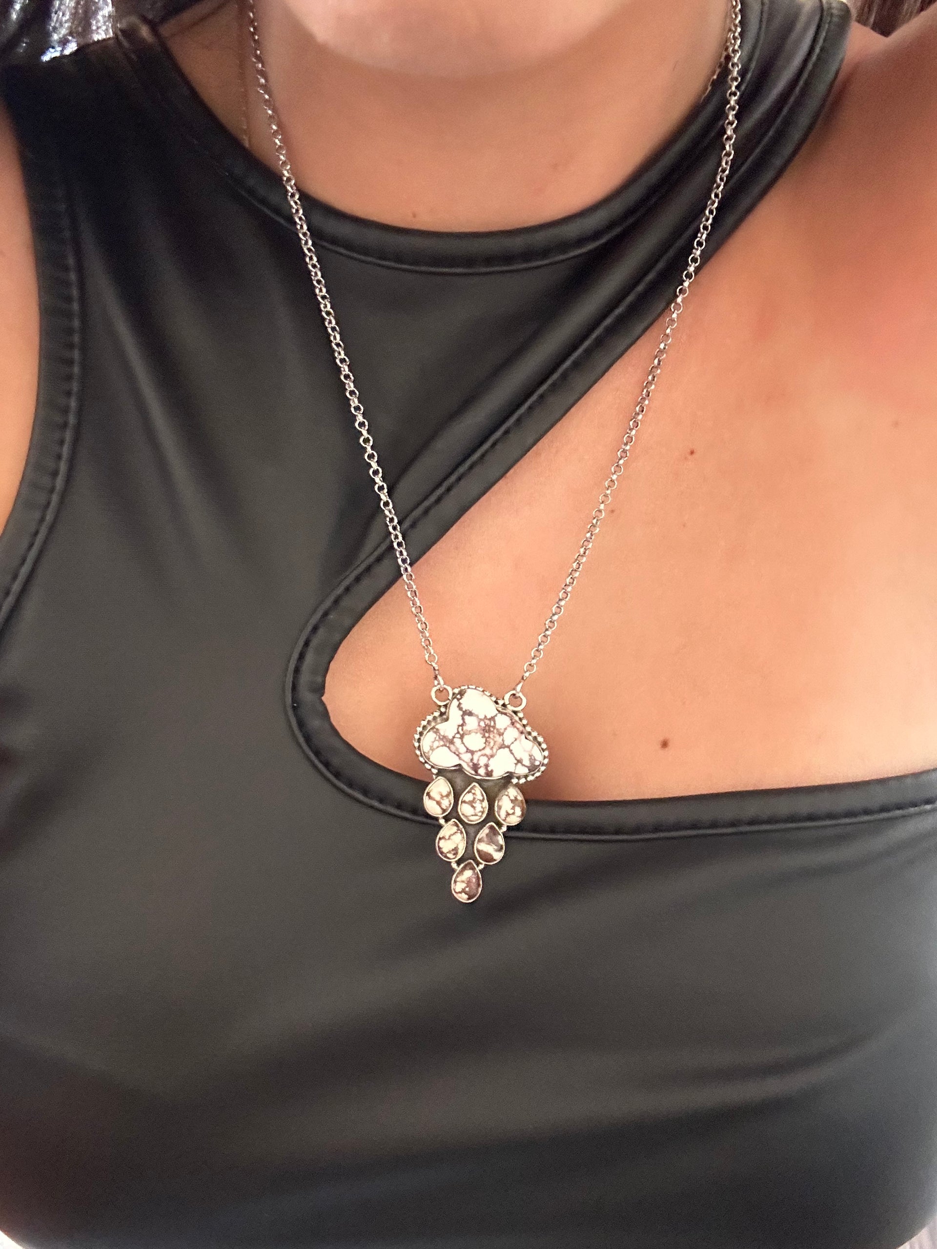 Southwest Handmade Multi Stone & Sterling Silver Rain Cloud Necklace