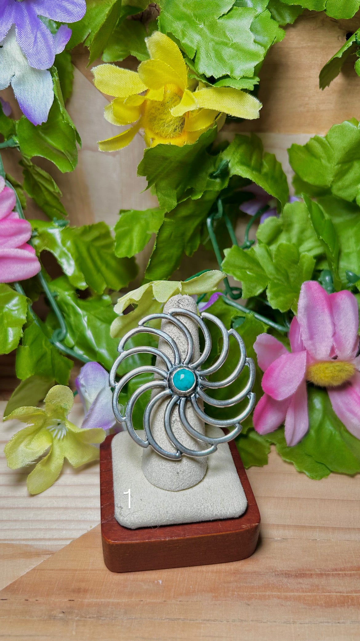 Navajo Made Kingman Turquoise & Sterling Silver Adjustable Ring