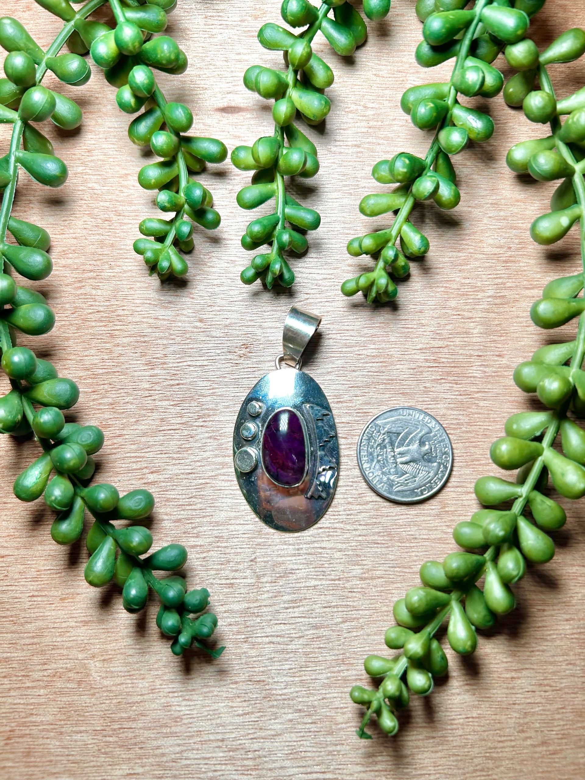 Navajo Made Sngilite  & Sterling Silver Pendant