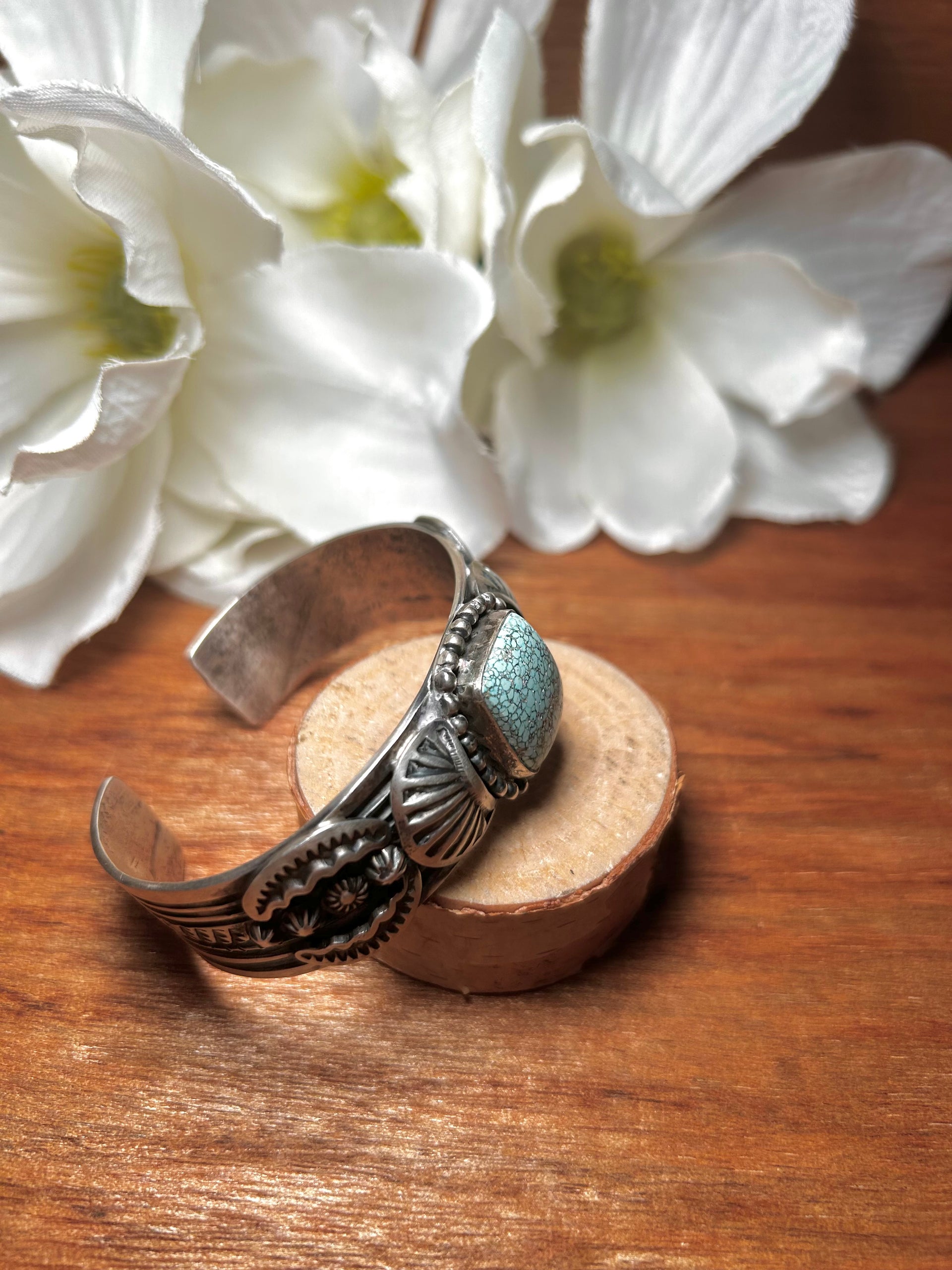 Gilbert Tom HG Number 8 Turquoise & Sterling Silver Cuff Bracelet