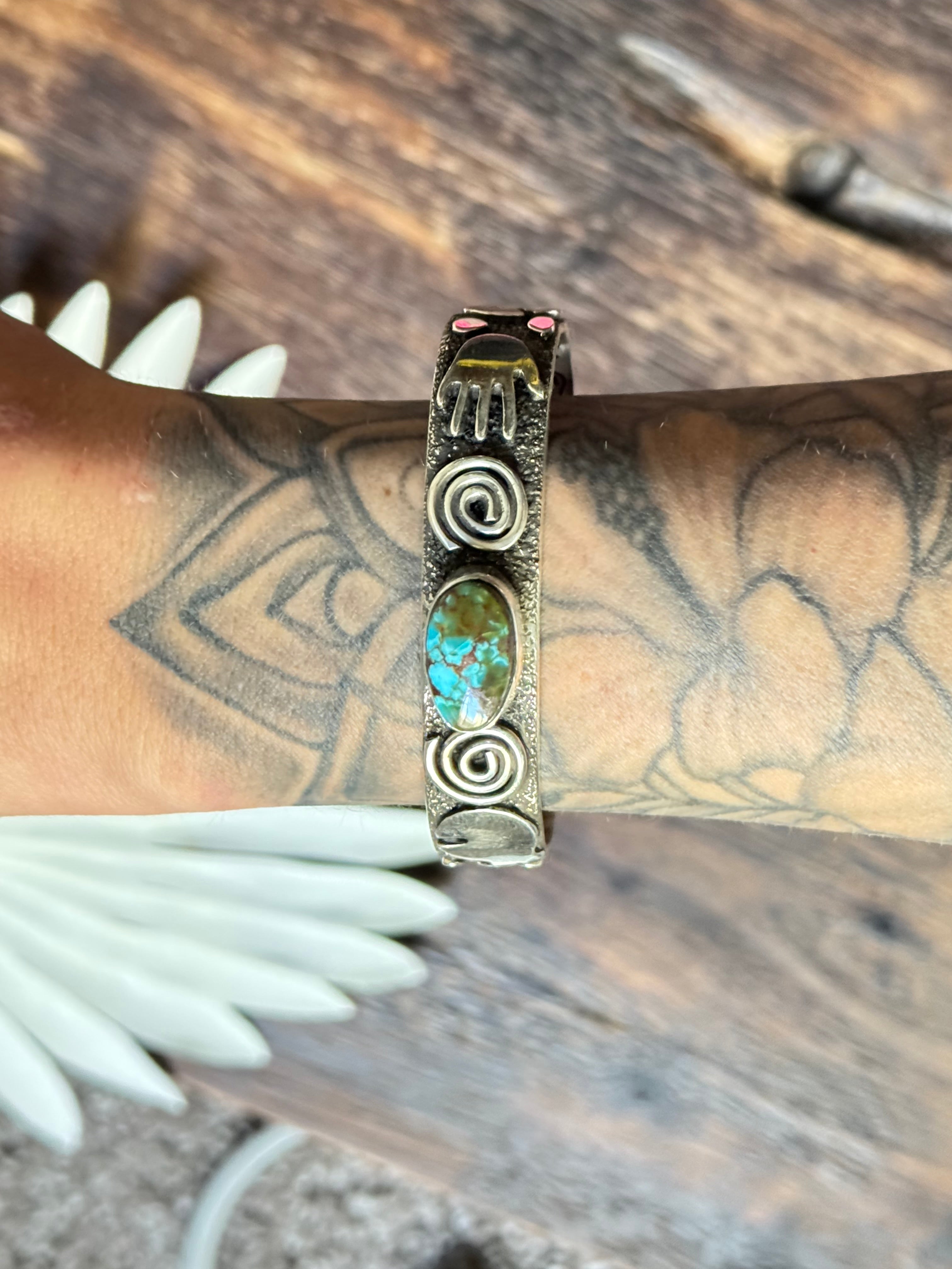 Alex Sanchez Birds Eye Kingman Turquoise & Sterling Silver Cuff Bracelet