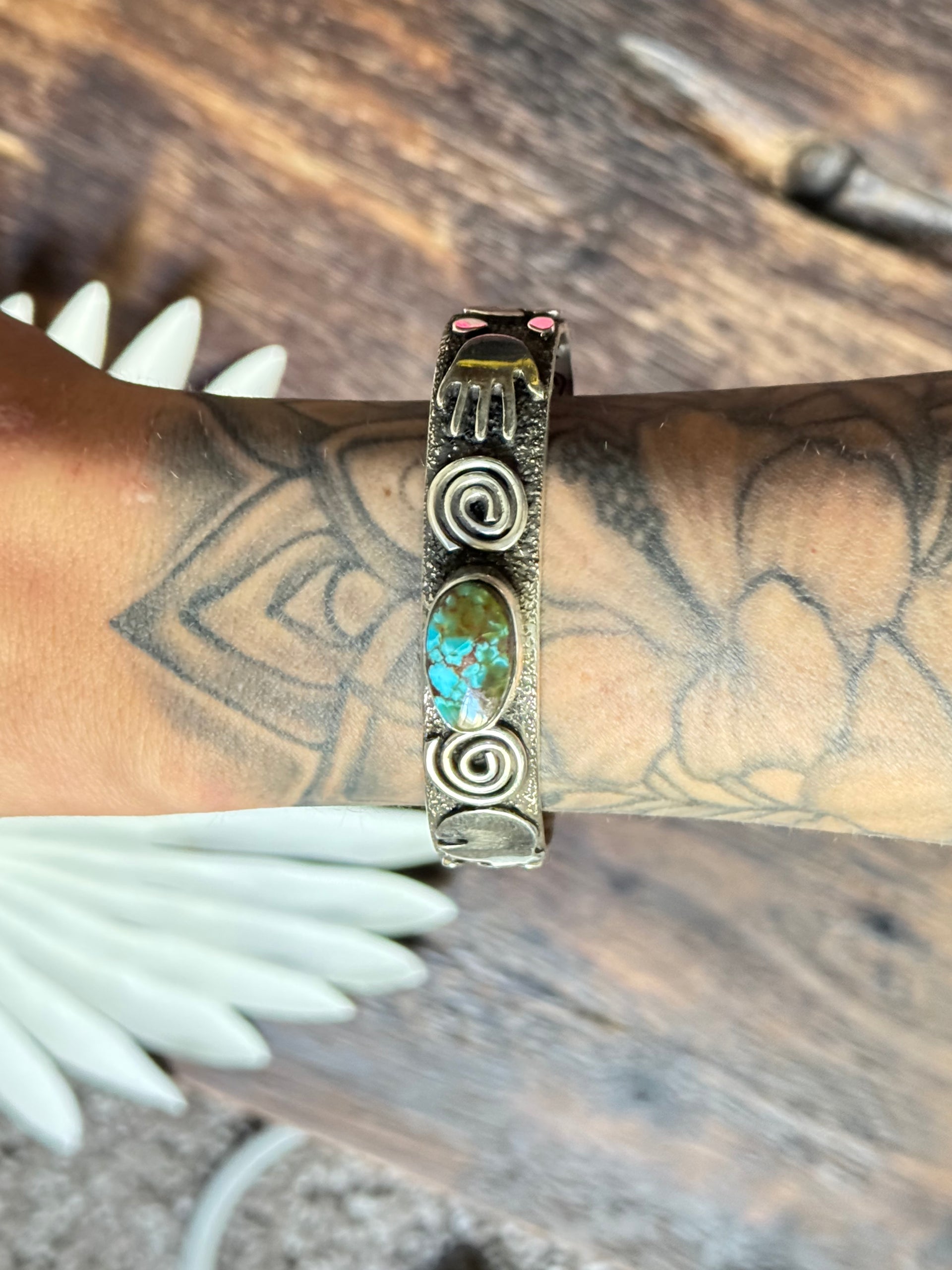 Alex Sanchez Birds Eye Kingman Turquoise & Sterling Silver Cuff Bracelet