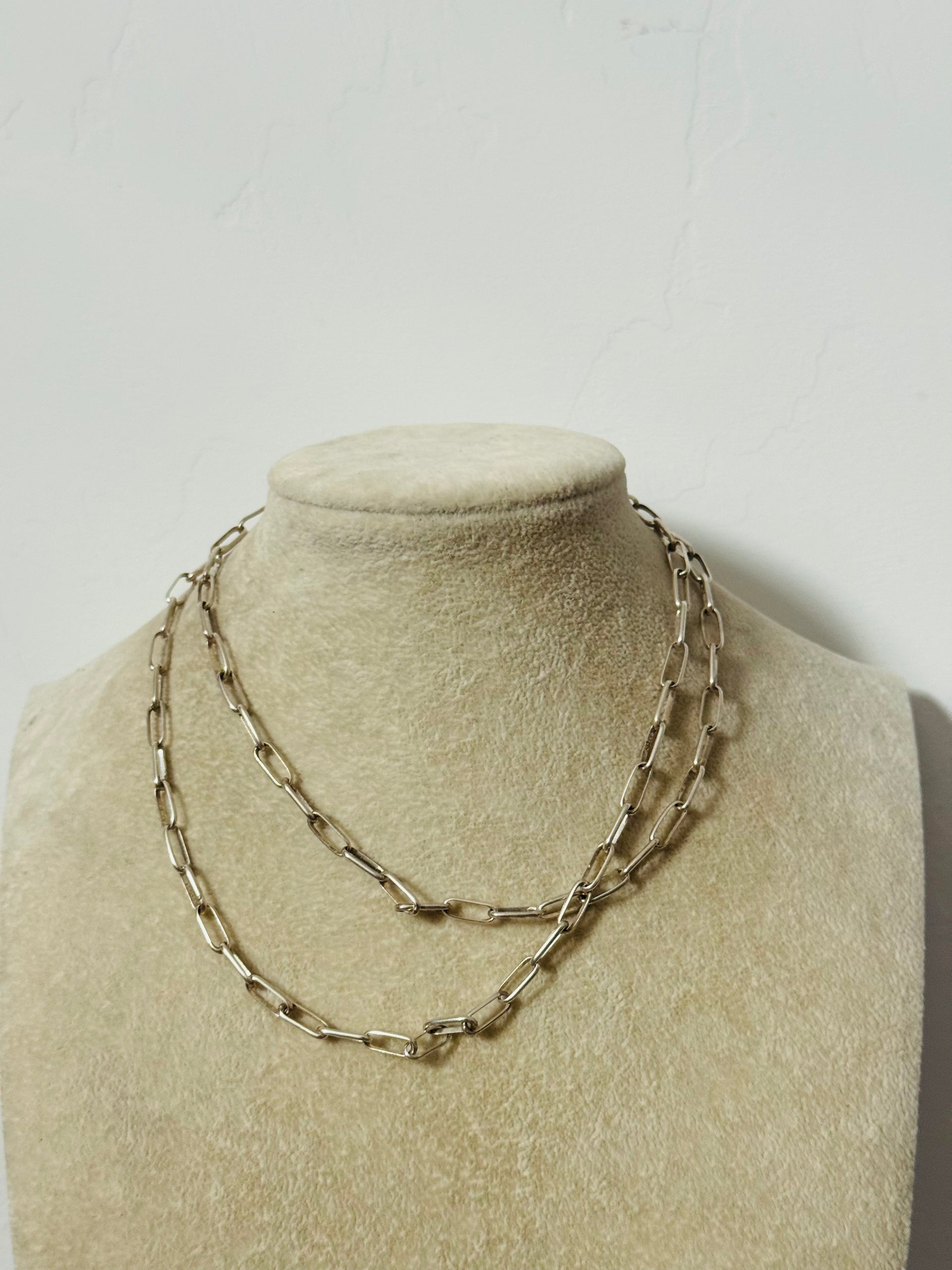 Navajo Made Sterling Silver Paperclip Chain Necklace