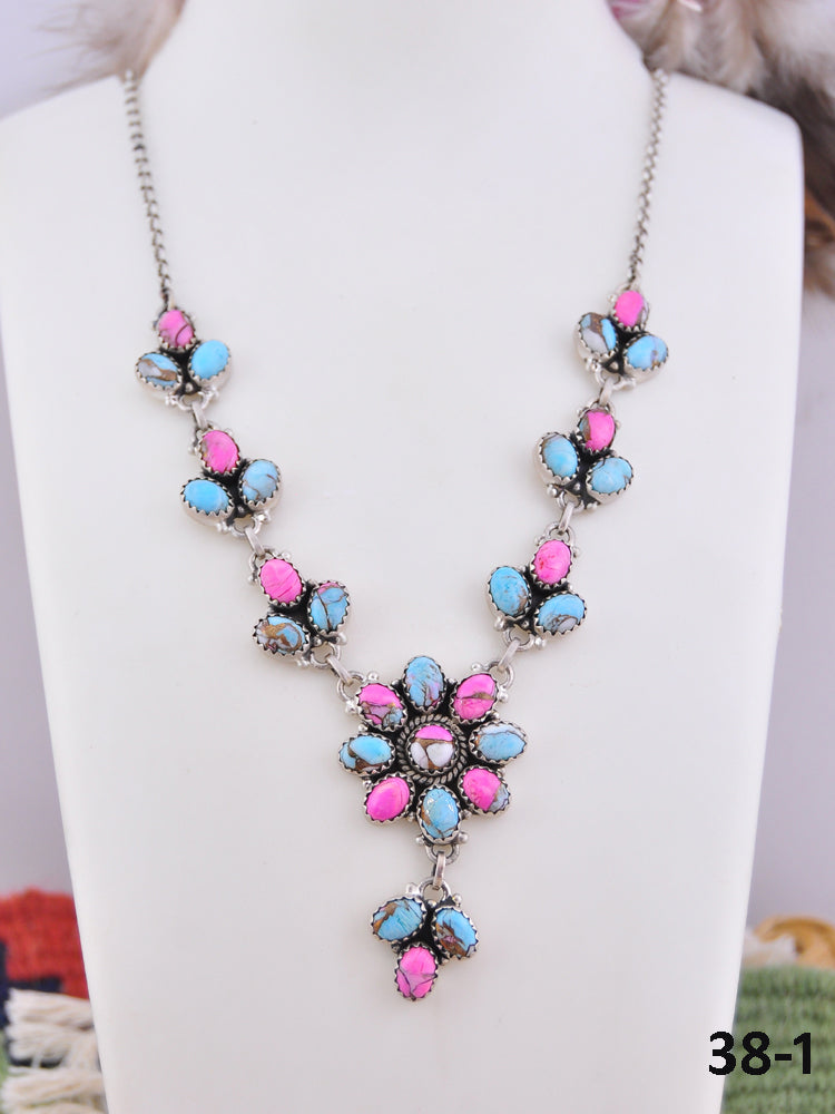 Southwest Made Cotton Candy & Sterling Silver Necklace