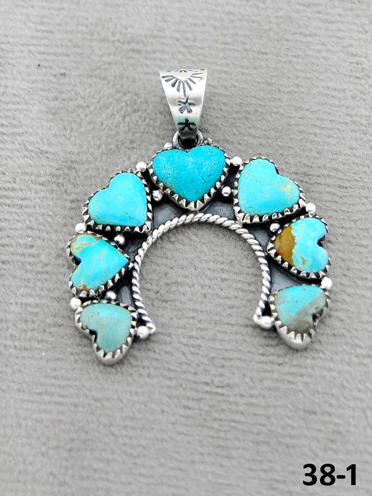 Southwest Handmade #8 Turquoise & Sterling Silver Pendants