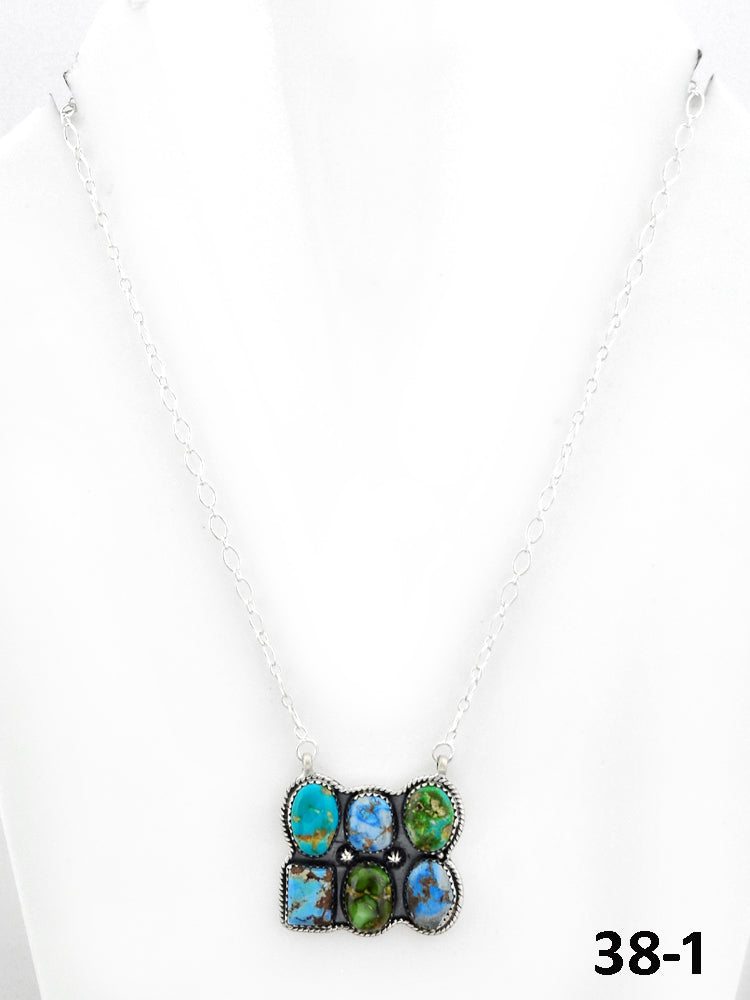 Southwest Made Sonoran Mountain with Golden Hill’s Turquoise & Sterling Silver Necklace