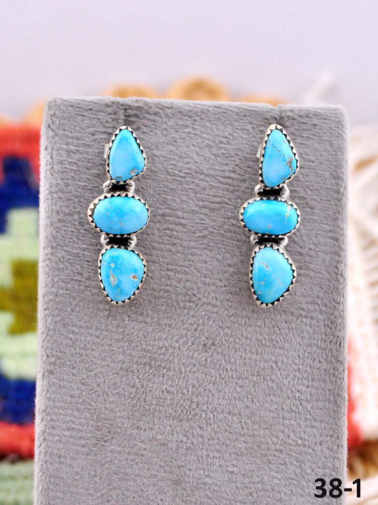 Southwest Made Blue Bird & Sterling Silver Post Earrings