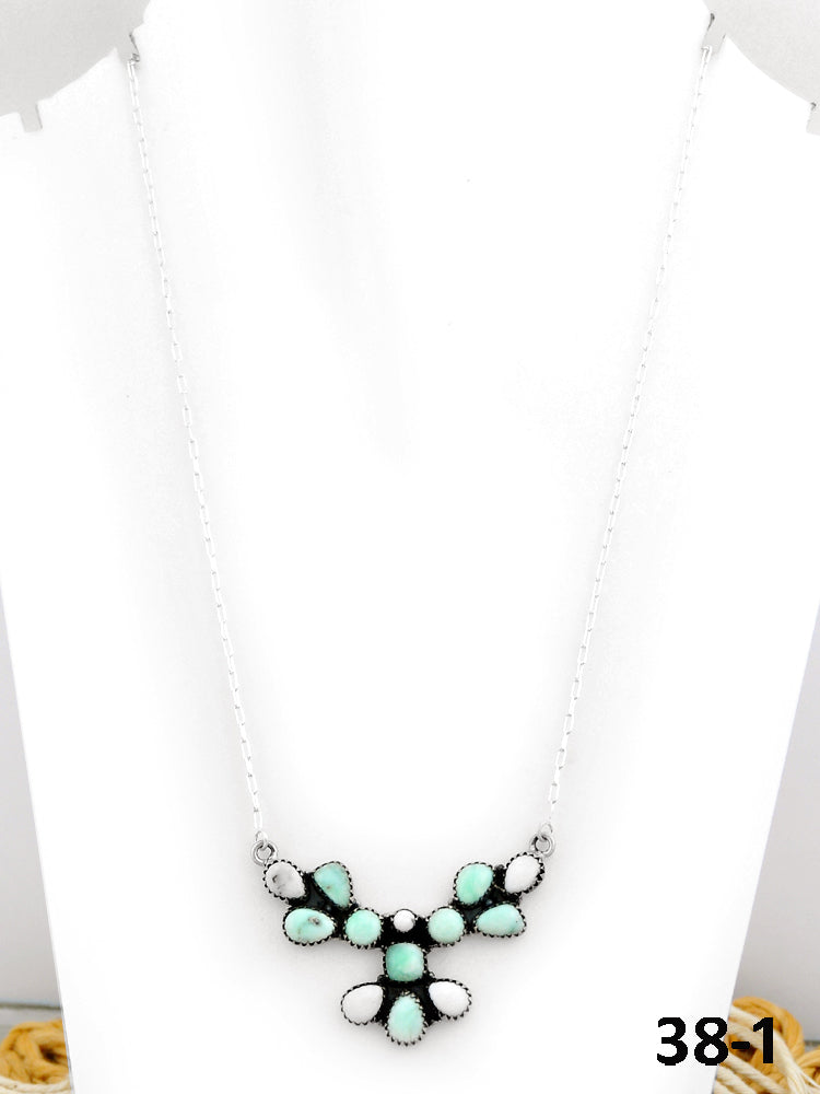 Southwest Made Paloma with White Buffalo & Sterling Silver Necklace