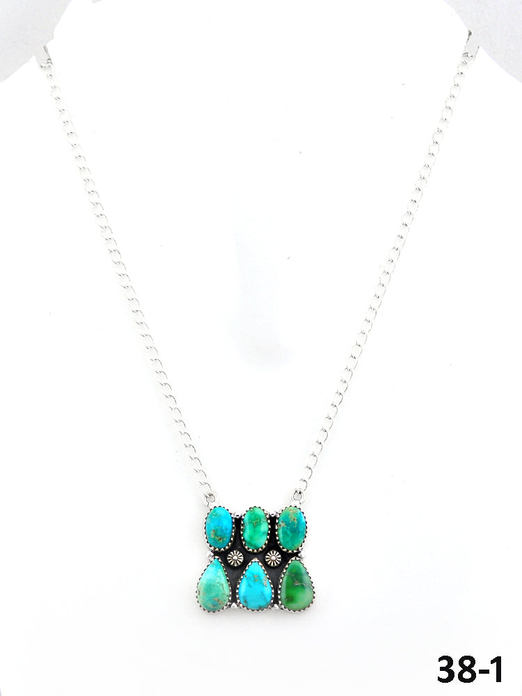 Southwest Made Emerald Valley Turquoise & Sterling Silver Necklace