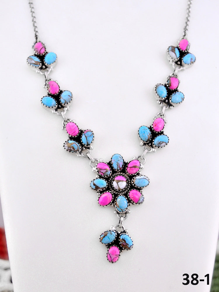 Southwest Made Cotton Candy & Sterling Silver Necklace