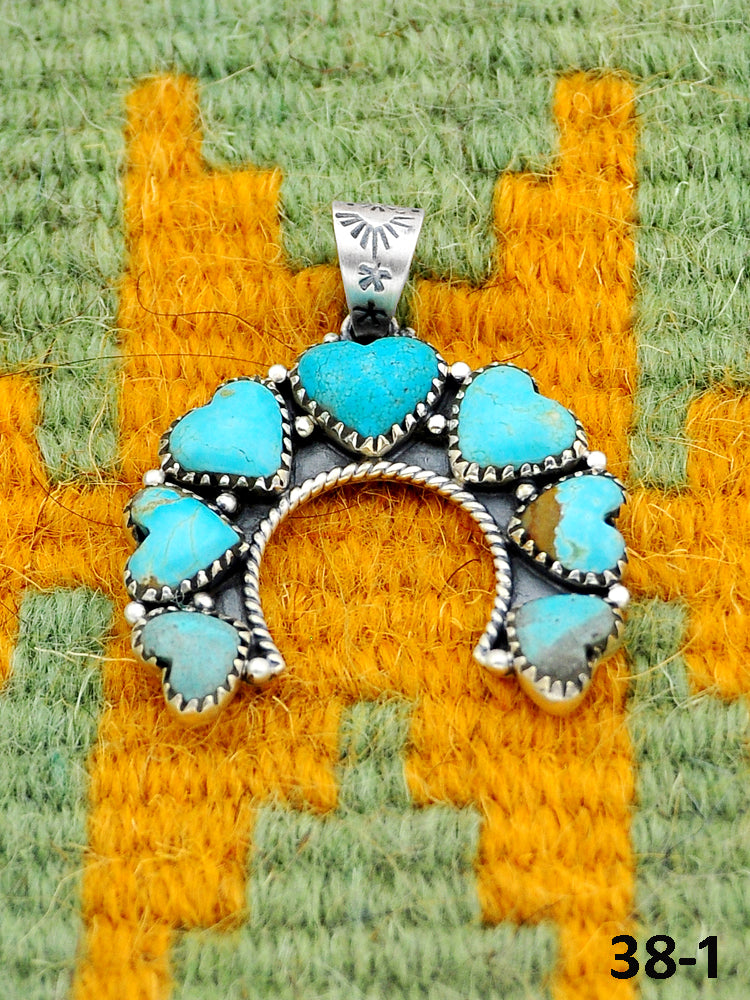 Southwest Handmade #8 Turquoise & Sterling Silver Pendants
