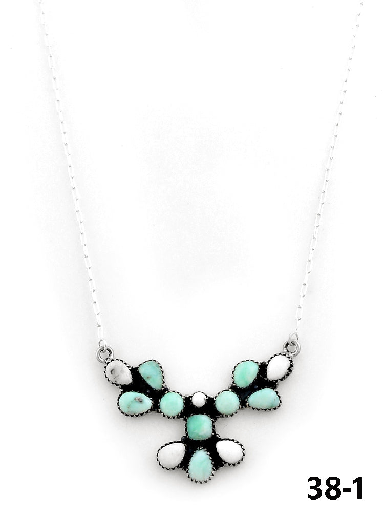 Southwest Made Paloma with White Buffalo & Sterling Silver Necklace